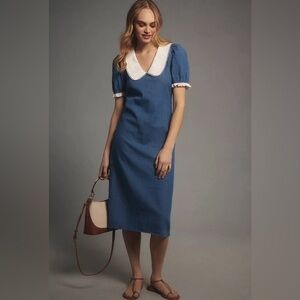 Porridge Short-Sleeve Collared Slim Midi Dress NWT Size Small